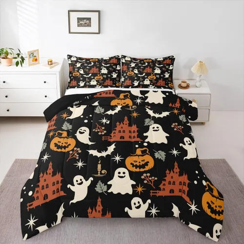 Miniatura 41 de Juego de edredón de calabaza de otoño tamaño individual para niños y niñas, juego de ropa de cama para niños, mujeres y hombres, ultra suave