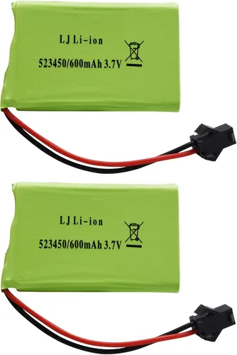 Miniatura 6 de Blomiky Paquete de 2 baterías recargables de litio de 3.7 V 600 mAh y 2 cables de carga USB compatibles con algunos robots de control remoto batería