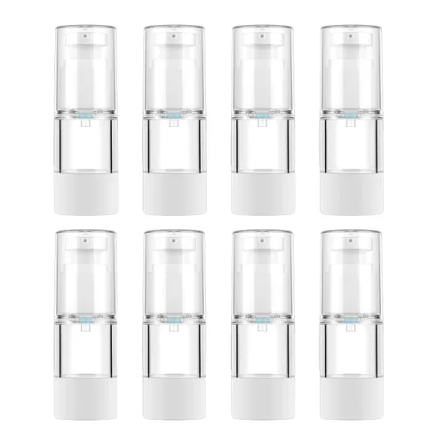 Miniatura 11 de LONGWAY Botella de bomba de crema cosmética transparente sin aire de 1 oz, dispensador de tamaño de viaje, recipientes recargables/fundación botella