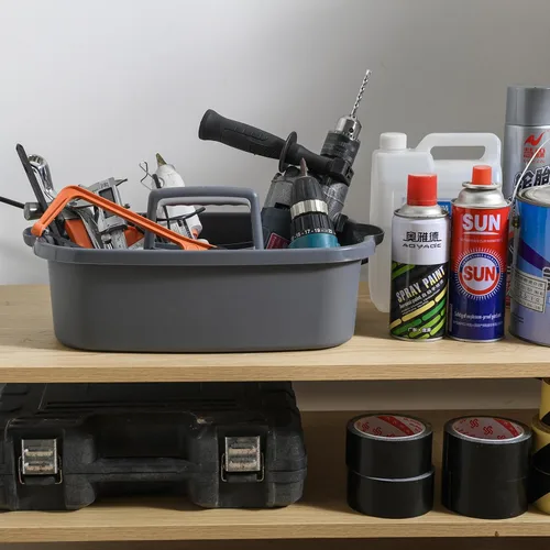 Miniatura 6 de Carrito de almacenamiento de limpieza de plástico ALINK con asa, gran organizador de cesta de ducha para dormitorio, baño, herramienta, jardín