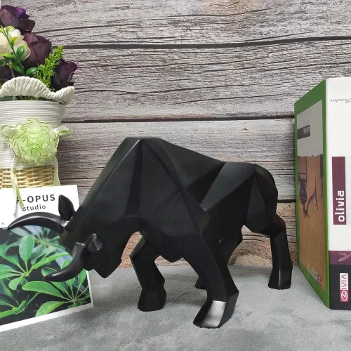 Miniatura 2 de ASNOMY Figurina de Toro de Poliresina para Decoración del Hogar, Esculturas Abstractas, Decoración del Hogar con Ornamento de Animal Original