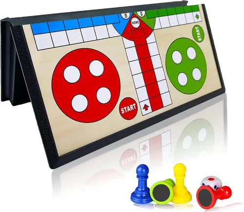 Miniatura 10 de KIDAMI Mini juego de mesa magnético de serpientes y escaleras, diseño portátil plegable y ligero, juego de viaje regalo para niños pequeños
