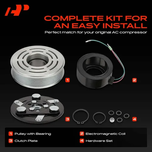 Miniatura 3 de A-Premium Kit de embrague del compresor del A/C compatible con Honda Civic 1.7L 2001-2005