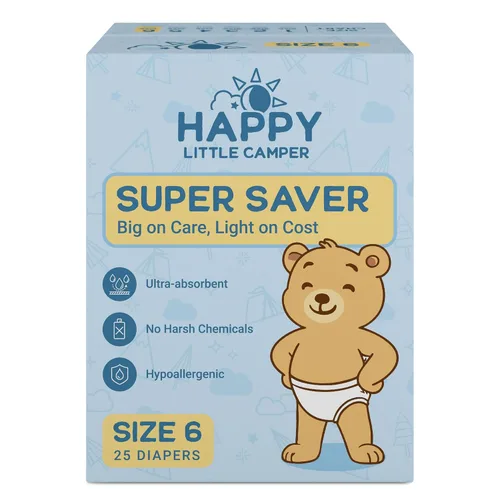 Miniatura 28 de Happy Little Camper Pañales desechables naturales para bebés, ultraabsorbentes, talla 1 - hipoalergénicos, sin perfume y sin cloro (200 unidades)