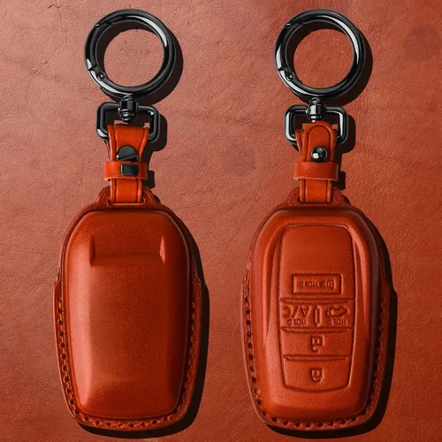 Miniatura 3 de Tukellen Funda de cuero para llavero Toyota compatible con Land Cruiser 2019-2026, Venza 2021-2026, Grand Highlander Hilux, Fortuner, Tundra Marrón