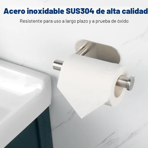 Miniatura 2 de NearMoon Portarrollos de papel higiénico autoadhesivo, acero inoxidable SUS304 de alta calidad resistente a la oxidación sin necesidad de Níquel