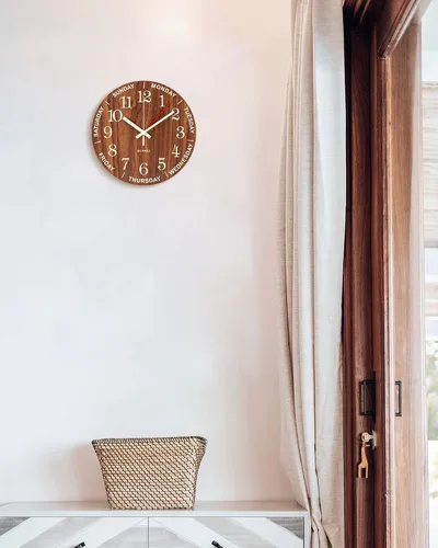 Miniatura 5 de BEW Reloj de día de la semana para personas mayores, pequeños relojes de pared que funcionan con pilas, silencioso, sin tictac, reloj analógico