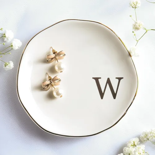 Miniatura 22 de Bandeja de Cerámica para Joyas, Plato para Anillos, Personalizada con Monograma S, Regalos de Compromiso y Boda, para Cumpleaños, Día de la Madre