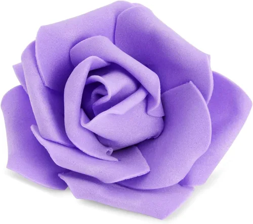 Miniatura 7 de Juvale Rosas artificiales sin tallo, rosas de plástico duraderas para decoración de boda, para decoración de mesa de centro de mesa, flores Morado