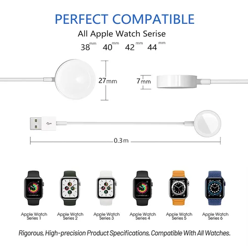Miniatura 8 de Cargador de reloj para Apple Watch, 1.0 ft/1 pie corto de carga USB A inalámbrico magnético portátil cable de carga iPhone iWatch cable compatible