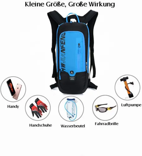 Miniatura 6 de WINDCHASER Mochila de ciclismo, mochila de bicicleta de 10 L, bolsa impermeable y transpirable para viajes al aire libre, senderismo, escalada, Azul