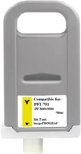 Vivid Colors Cartucho de tinta compatible con PFI-701 para Canon PFI-701Y (23.7 fl oz, amarillo) para impresoras iPF8000, iPF8000S, iPF8100,