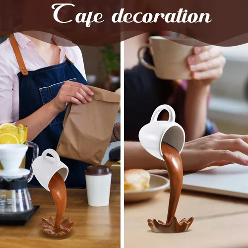 Miniatura 4 de Jetec Taza de Café Flotante que se Derrama, Taza Mágica de Café que se Vierte, Taza de Café Divertida, Noveldad, Escultura de Arte de Decoración