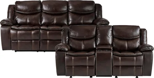 Miniatura 15 de Lexicon Bay - Juego de sofá reclinable manual, 2 piezas, color negro
