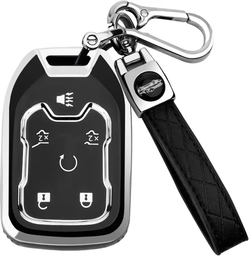 XIYANG TRADE para funda de llavero GMC con llavero, funda de llave de TPU de protección completa compatible con GMC Chevy Silverado Suburban Tahoe