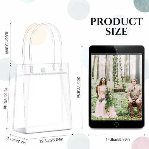 Miniatura 2 de Saintrygo 80 bolsas de regalo de plástico transparente con asas, pequeñas bolsas de regalo reutilizables de PVC transparente para compras, recuerdos