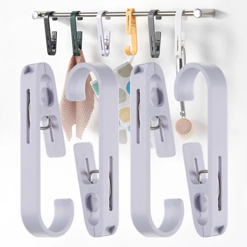 Miniatura 11 de iBetterLife Alfileres de ropa resistentes para exteriores, 8 ganchos grandes para ropa sucia con clips, abrazaderas organizadoras de armario