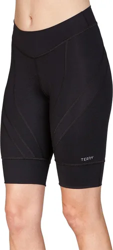 Terry Women's Euro Bike Short - 10 Inch Inseam Padded Ladies Compression Cycling Bottom, Elastic Free LegWaist