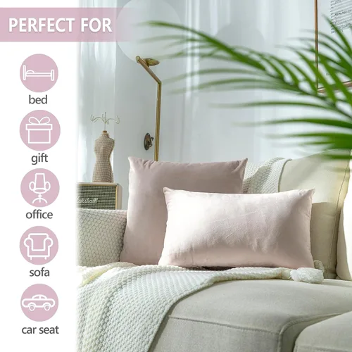 Miniatura 5 de Stellhome - Juego de 2 fundas de almohada de terciopelo Rosa claro
