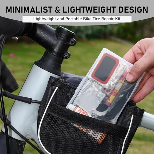 Miniatura 6 de Kit de reparación de neumáticos de bicicleta, kit de parche de tubo de bicicleta de 101 piezas con parches de vulcanización y pegamento