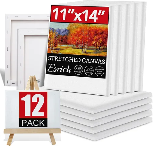 Miniatura 17 de ESRICH Paquete de 40 lienzos entelados para pintar de 8x10, lienzos en blanco para pintar - Algodón imprimado, lienzos de arte para pintura al óleo
