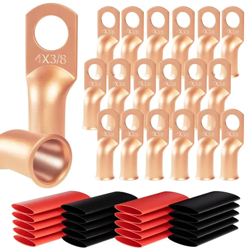 Miniatura 41 de 6 piezas 1/0 AWG - 1/2" (M12) Sanuke Terminales de anillo para cable de alambre con conectores de extremos resistentes para cable de batería, ojales