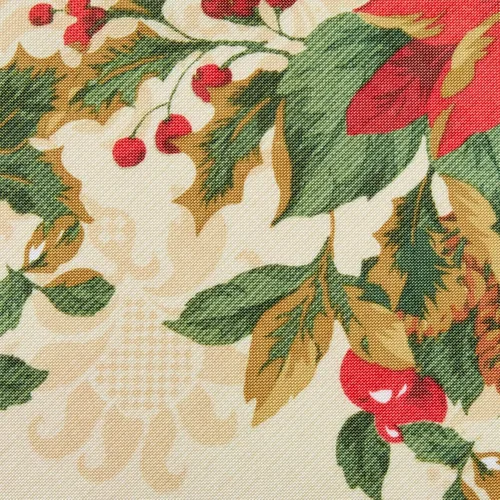 Miniatura 4 de Violet Linen Mantel impreso con diseño de jardín de flor de pascua europea, color beige, redondo de 60 pulgadas