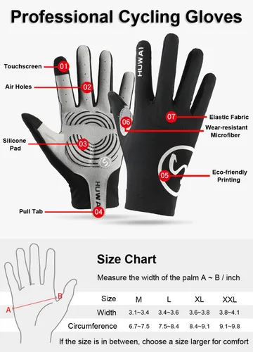 Miniatura 6 de SUJAYU Guantes de ciclismo de dedo completo, guantes de bicicleta de montaña, guantes de motocross, guantes de carreras, guantes de ciclismo