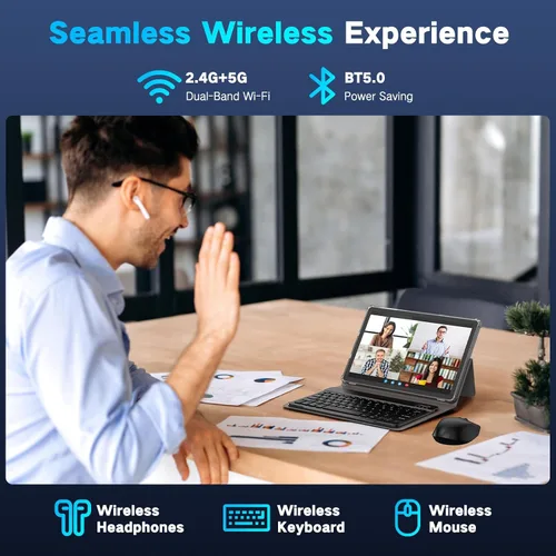Miniatura 6 de JUNYANG Tableta, tabletas Android 15 de 11 pulgadas con teclado/estuche/mouse, 12GB+128GB+2TB expandibles, tabletas Octa-Core AI con WiFi 6, batería