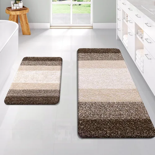 Miniatura 109 de OLANLY Juego de 2 alfombras de baño de microfibra suave y absorbente, antideslizantes, se pueden lavar y secar a máquina, alfombras de baño peludas