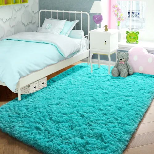 Miniatura 8 de PAGISOFE Alfombras suaves y esponjosas de color verde azulado para dormitorio, habitación de los niños, sala de estar, alfombra peluda