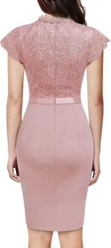 Miniatura 2 de Miusol vestido de cóctel corto para mujer, estilo retro y floral, con encaje y volantes