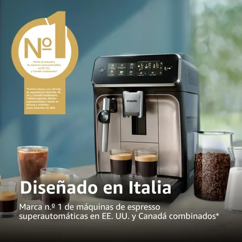 Miniatura 7 de Philips Máquina de café expreso totalmente automática serie 3300 con espumador de leche integrado y molinillo, 5 preajustes de café caliente y Negro