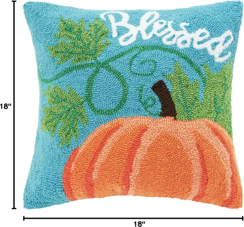 Miniatura 7 de C&F Home Blessed Pumpkin - Almohada con gancho de 18 x 18 pulgadas, color azul