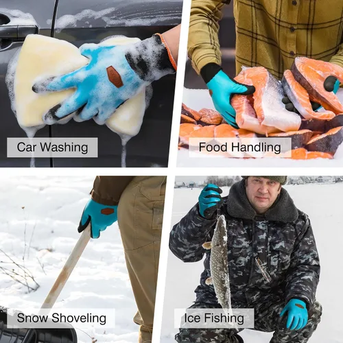 Miniatura 5 de COOLJOB Guantes impermeables de invierno para congelador para trabajar en jardinería, pesca, trabajador de construcción, doble revestimiento de goma
