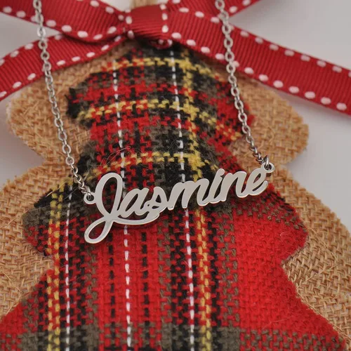 Miniatura 3 de Collar con colgante de placa de nombre personalizado, de acero inoxidable