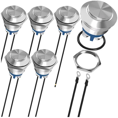 Miniatura 8 de 6Pcs Interruptor de botón de cierre led de 12mm con carcasa negra y pre-cableado, interruptor de botón a prueba de agua IP65, 1NO 1 normalmente, B.