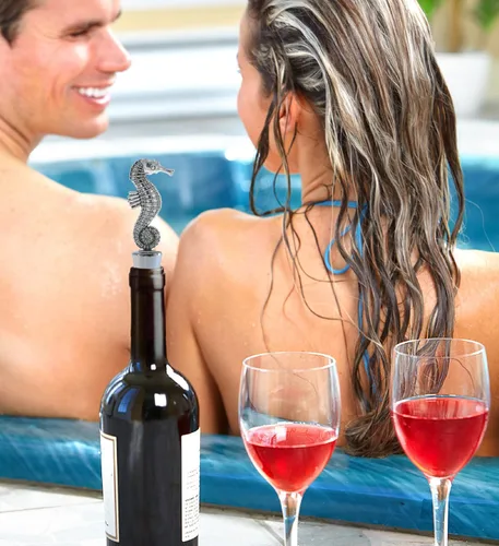Miniatura 7 de Cheers Tapón de vino de metal con caballito de mar, accesorios elegantes para tapones de vino para botellas, tapón de botella de vino Ocean Life