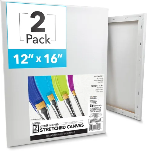 ArtSkills - Lienzo estirado para pintar, suministros de pintura de lienzo de 12x16 para artistas, paquete de lienzos en blanco, 2 unidades