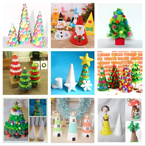 Miniatura 3 de Crafjie Conos de espuma para manualidades y manualidades (4.1 x 13.6 pulgadas, paquete de 2), conos de espuma de árbol de Navidad de poliestireno
