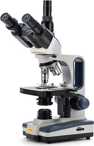 Miniatura 2 de SWIFT Microscopio de laboratorio compuesto trinocular 40X-2500X con cámara y diapositivas de 3MP, etapa mecánica, condensador de Abbe