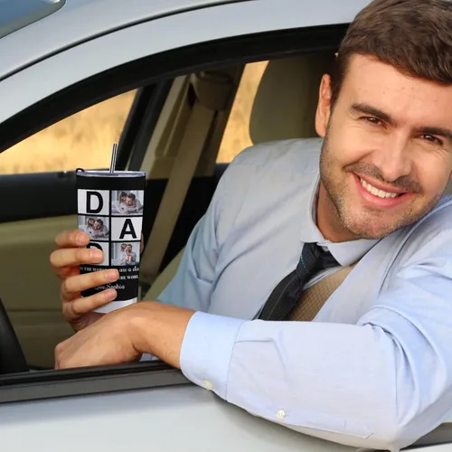 Miniatura 7 de Vaso de viaje personalizado con imagen para papá, regalo en el día del padre de parte de la hija o hijo, taza de café personalizada con taza de foto