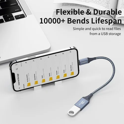 Miniatura 7 de Paquete de 2 adaptadores USB C a USB USB hembra a USB C macho OTG - Transferencia de datos SuperSpeed de 10 Gbps para MacBook Pro/iPad Air, iPhone