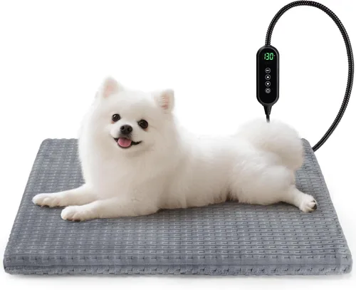 Almohadilla térmica para gatos, cama climatizada impermeable para perros y gatos con temperatura y temporizador ajustables, alfombrilla eléctrica