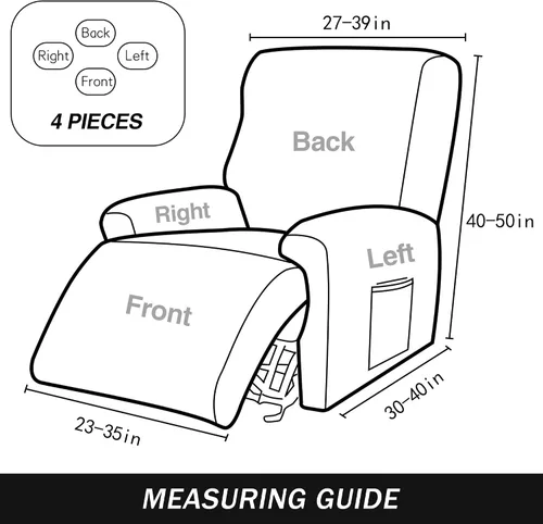 Miniatura 6 de Fundas elásticas para sillas reclinables, 4 piezas, estampado Lazyboy, funda de elastano suave para silla reclinable, protector de muebles