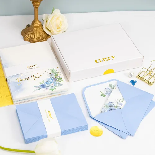 Miniatura 4 de Crisky Tarjetas de agradecimiento, 4 surtidos, flores pintadas en acuarela