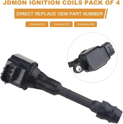 Miniatura 3 de JDMON Paquete de bobinas de encendido compatible con Nissan Altima Sentra X-trail L4 2.5L 2002 2003 2004 2005 2006 2007 2008 reemplaza 22448-8H315