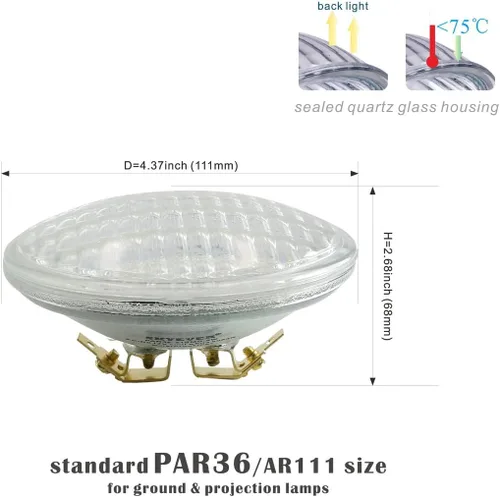 Miniatura 4 de Bombilla LED reflectora de vidrio PAR36, impermeable IP67, CA/CC 12 voltios, 9 vatios, 900 lm, principalmente para uso en paisaje y fuera de la red