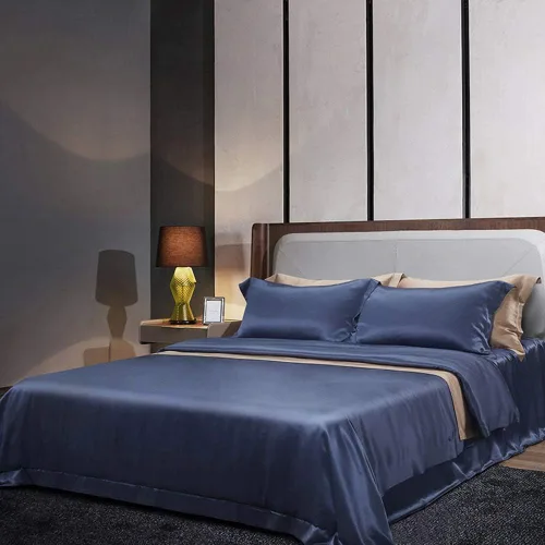 Miniatura 6 de Orose Juego de sábanas de seda Charmeuse de 4 piezas de 26 Momme sin costuras personalizadas Fundas de cama de seda de morera parte superior