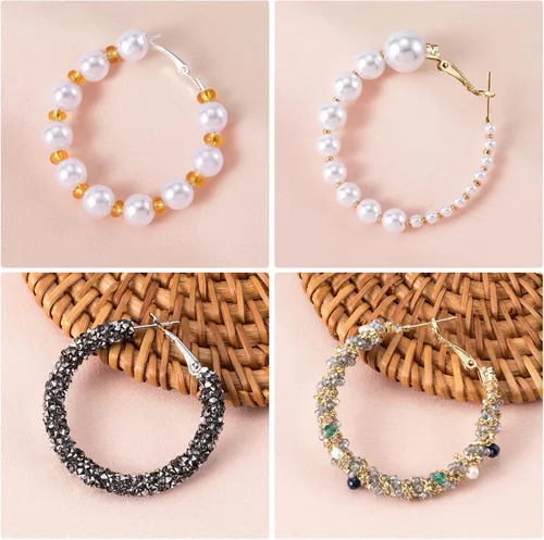 Miniatura 3 de PAGOW 96 aretes de aro, de aleación hipoalergénica, redondos, para hacer joyas, aretes de cuentas abiertas, accesorios de arte para manualidades